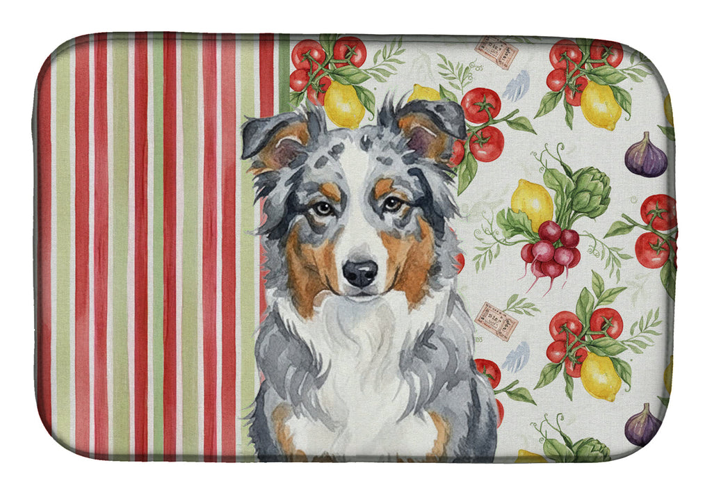 Blue Merle American Shepherd Vegetables Dish Drying Mat Absorbent Dish Drying Mat Pad for Kitchen Counter Dish Drainer Mat for Countertop, 14 x 21", Multicolor