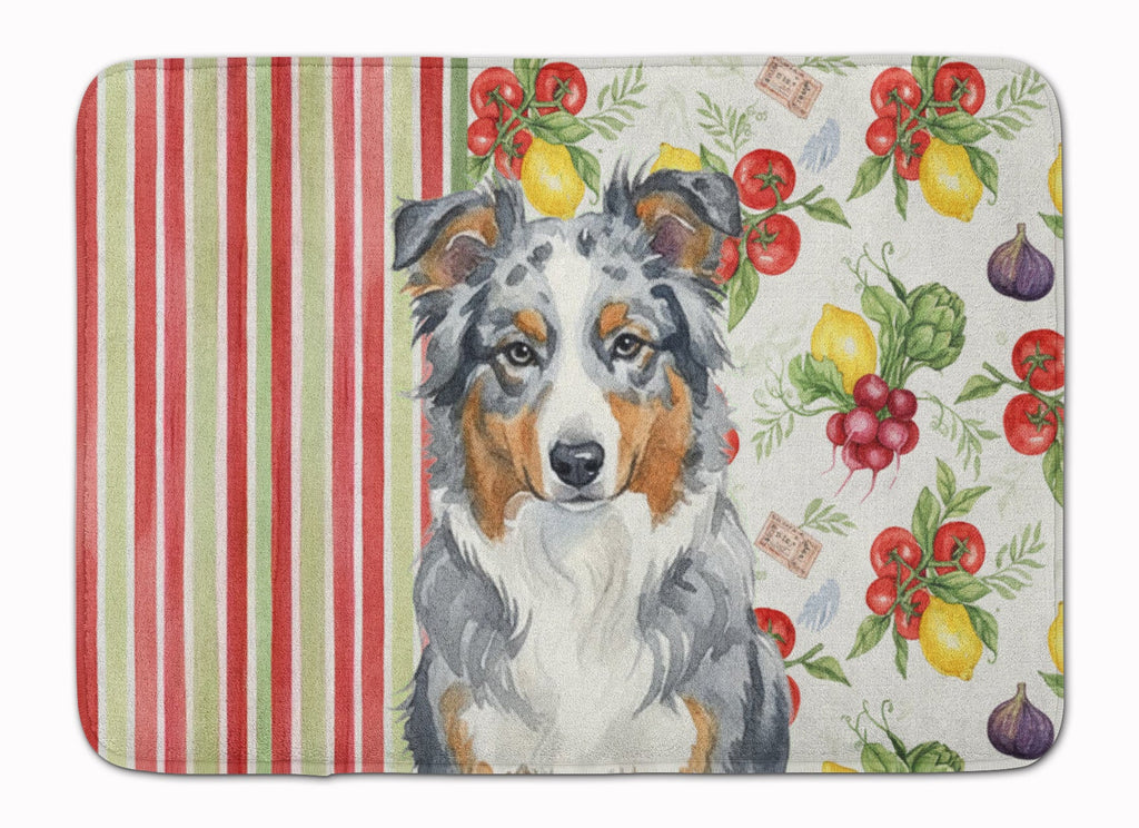 Blue Merle American Shepherd Vegetables Memory Foam Kitchen Mat Machine Washable Anti-Fatigue Cushion Comfort Bath or Kitchen Rug