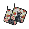 Black American Staffordshire Terrier Vegetables Pot Holder Set of 2 Heat Resistant Quilted Hot Pads 7.5 x 7.5 Inch, Insulated Kitchen Trivets for Cooking & Baking
