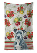 Blue American Staffordshire Terrier Vegetables Kitchen Towel Velour Plush Front and Cotton Loop Back Machine Washable