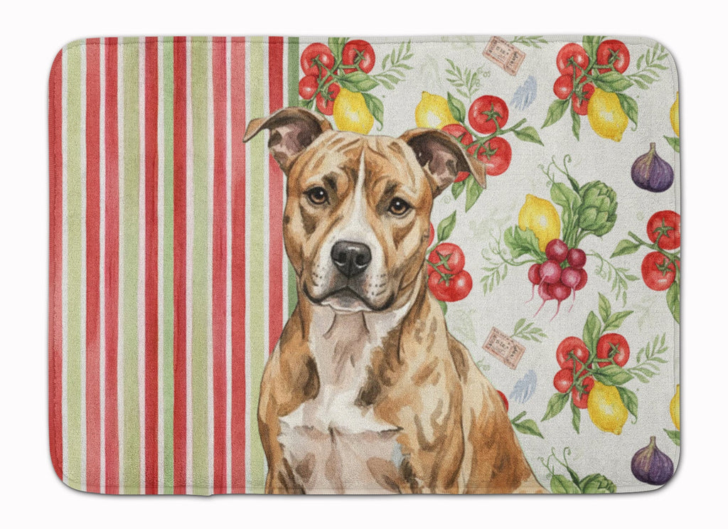 Brindle American Staffordshire Terrier Vegetables Memory Foam Kitchen Mat Machine Washable Anti-Fatigue Cushion Comfort Bath or Kitchen Rug