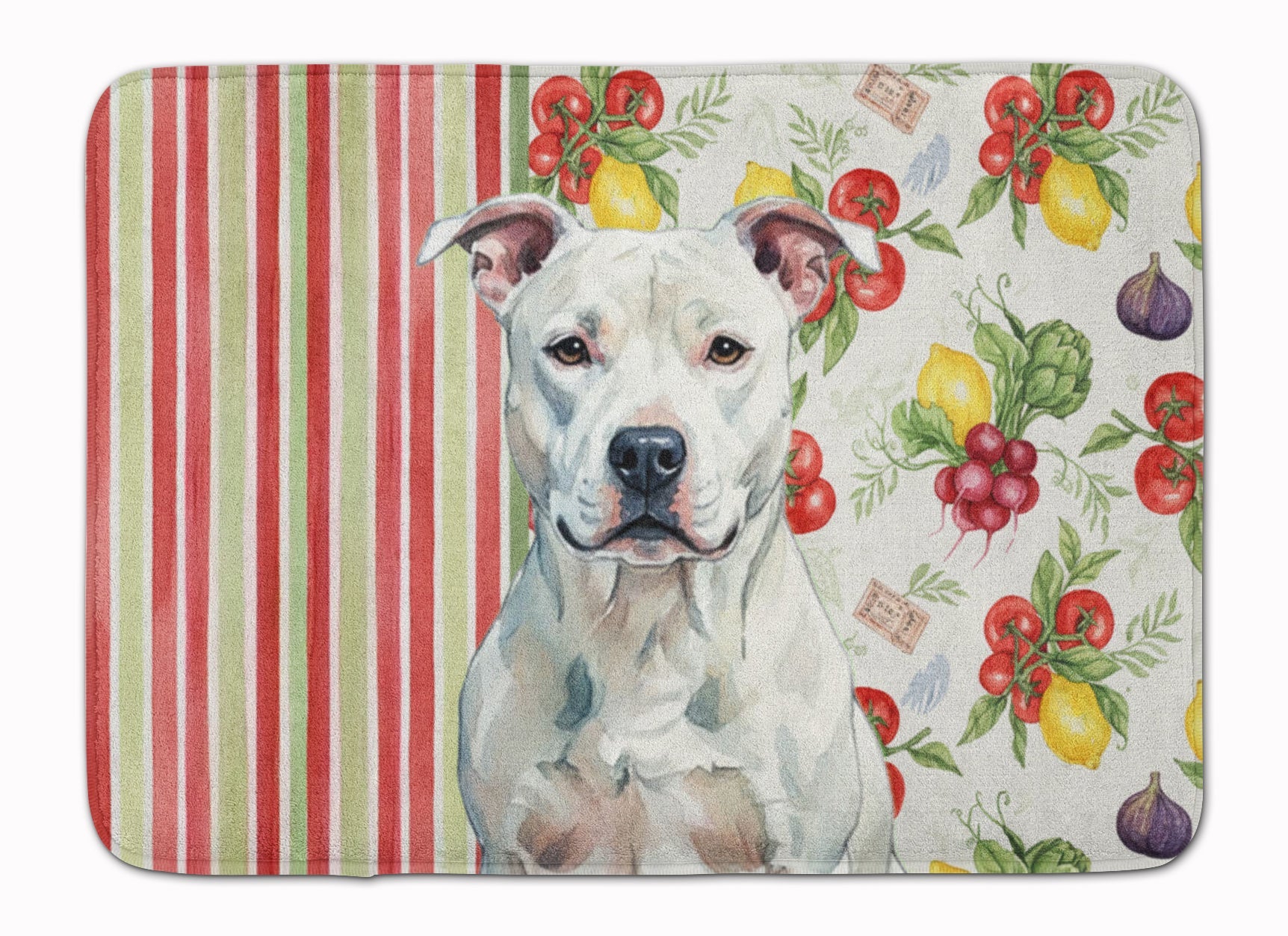 White American Staffordshire Terrier Vegetables Memory Foam Kitchen Mat Machine Washable Anti-Fatigue Cushion Comfort Bath or Kitchen Rug
