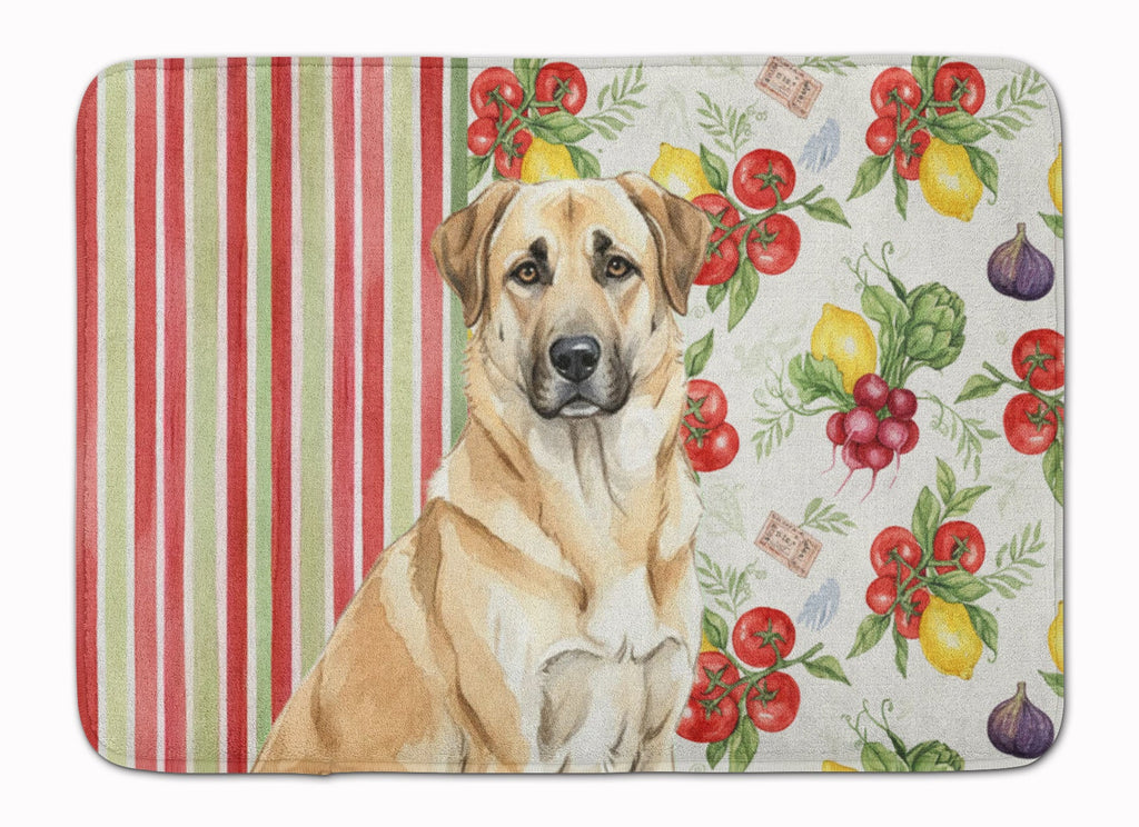 Anatolian Shepherd Dog Vegetables Memory Foam Kitchen Mat Machine Washable Anti-Fatigue Cushion Comfort Bath or Kitchen Rug