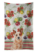 Red Heeler Australian Cattle Dog Vegetables Kitchen Towel Velour Plush Front and Cotton Loop Back Machine Washable