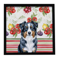 Black Australian Shepherd Vegetables Framed Metal Print Bathroom, Kitchen, Office, Home Decor Wall Art Ready to Hang, Square, 8X8