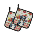 Black Australian Shepherd Vegetables Pot Holder Set of 2 Heat Resistant Quilted Hot Pads 7.5 x 7.5 Inch, Insulated Kitchen Trivets for Cooking & Baking