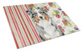 Blue Merle Australian Shepherd Vegetables Cutting Board Tempered Glass Kitchen Cutting Surface, Heat Resistant Chopping, Non-Slip Feet, Food Prep & Serving