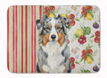 Blue Merle Australian Shepherd Vegetables Memory Foam Kitchen Mat Machine Washable Anti-Fatigue Cushion Comfort Bath or Kitchen Rug