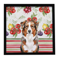 Red Merle Australian Shepherd Vegetables Framed Metal Print Bathroom, Kitchen, Office, Home Decor Wall Art Ready to Hang, Square, 8X8