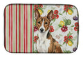 Brindle and White Basenji Vegetables Dish Drying Mat Absorbent Dish Drying Mat Pad for Kitchen Counter Dish Drainer Mat for Countertop, 14 x 21", Multicolor
