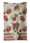 Brindle and White Basenji Vegetables Kitchen Towel Velour Plush Front and Cotton Loop Back Machine Washable