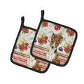 Brindle and White Basenji Vegetables Pot Holder Set of 2 Heat Resistant Quilted Hot Pads 7.5 x 7.5 Inch, Insulated Kitchen Trivets for Cooking & Baking