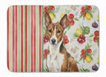 Brindle and White Basenji Vegetables Memory Foam Kitchen Mat Machine Washable Anti-Fatigue Cushion Comfort Bath or Kitchen Rug