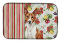 Red and White Basenji Vegetables Dish Drying Mat Absorbent Dish Drying Mat Pad for Kitchen Counter Dish Drainer Mat for Countertop, 14 x 21", Multicolor