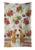 Lemon and White Basset Hound Vegetables Kitchen Towel Velour Plush Front and Cotton Loop Back Machine Washable