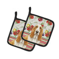 Lemon and White Basset Hound Vegetables Pot Holder Set of 2 Heat Resistant Quilted Hot Pads 7.5 x 7.5 Inch, Insulated Kitchen Trivets for Cooking & Baking