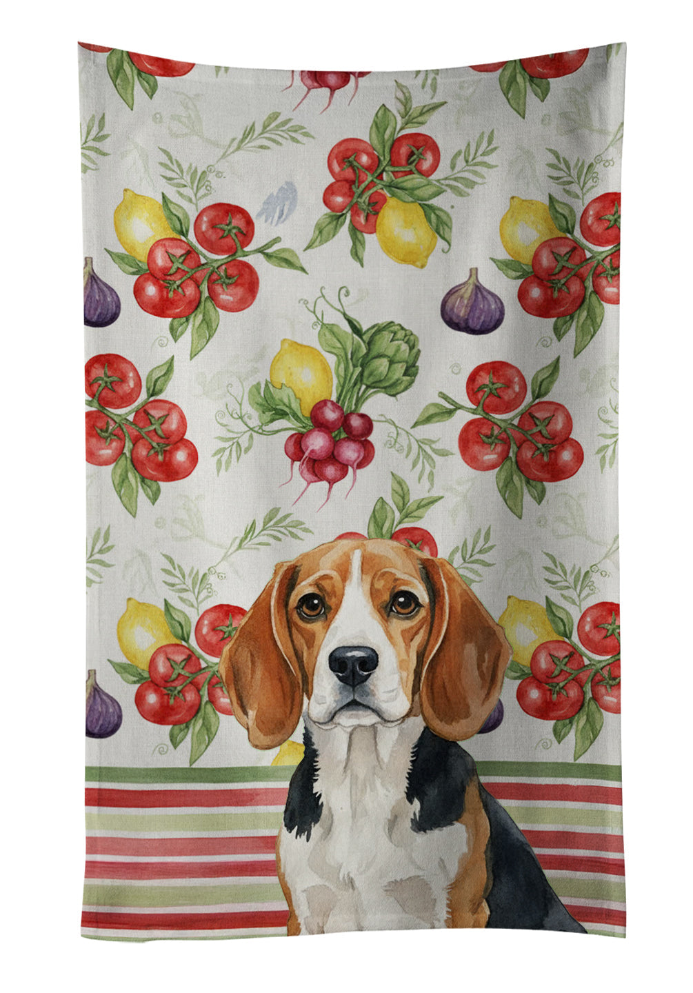 Beagle Vegetables Kitchen Towel Velour Plush Front and Cotton Loop Back Machine Washable