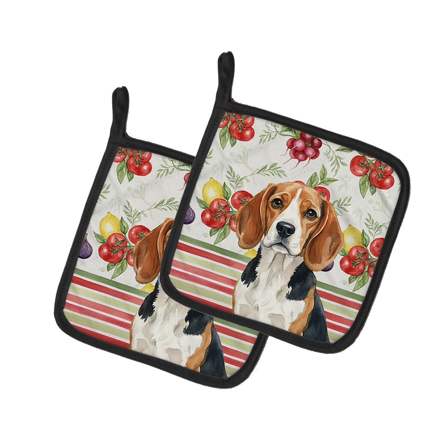Beagle Vegetables Pot Holder Set of 2 Heat Resistant Quilted Hot Pads 7.5 x 7.5 Inch, Insulated Kitchen Trivets for Cooking & Baking
