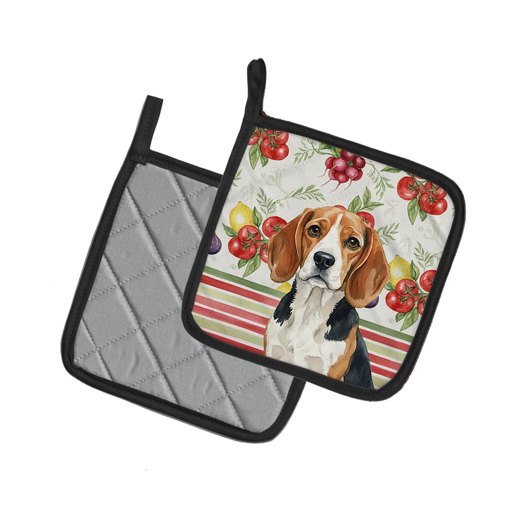 Beagle Vegetables Pot Holder Set of 2 Heat Resistant Quilted Hot Pads 7.5 x 7.5 Inch, Insulated Kitchen Trivets for Cooking & Baking