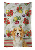 Lemon and White Beagle Vegetables Kitchen Towel Velour Plush Front and Cotton Loop Back Machine Washable