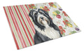 Black Bearded Collie Vegetables Cutting Board Tempered Glass Kitchen Cutting Surface, Heat Resistant Chopping, Non-Slip Feet, Food Prep & Serving