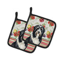 Black Bearded Collie Vegetables Pot Holder Set of 2 Heat Resistant Quilted Hot Pads 7.5 x 7.5 Inch, Insulated Kitchen Trivets for Cooking & Baking