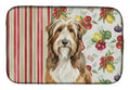 Brown Bearded Collie Vegetables Dish Drying Mat Absorbent Dish Drying Mat Pad for Kitchen Counter Dish Drainer Mat for Countertop, 14 x 21", Multicolor