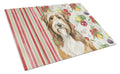 Brown Bearded Collie Vegetables Cutting Board Tempered Glass Kitchen Cutting Surface, Heat Resistant Chopping, Non-Slip Feet, Food Prep & Serving