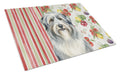 Bearded Collie Vegetables Cutting Board Tempered Glass Kitchen Cutting Surface, Heat Resistant Chopping, Non-Slip Feet, Food Prep & Serving