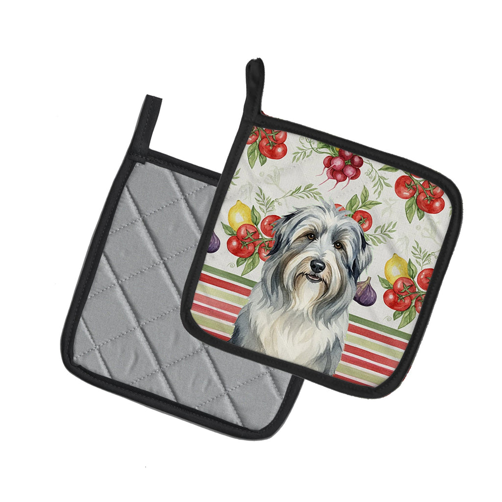 Bearded Collie Vegetables Pot Holder Set of 2 Heat Resistant Quilted Hot Pads 7.5 x 7.5 Inch, Insulated Kitchen Trivets for Cooking & Baking