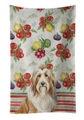 Fawn Bearded Collie Vegetables Kitchen Towel Velour Plush Front and Cotton Loop Back Machine Washable
