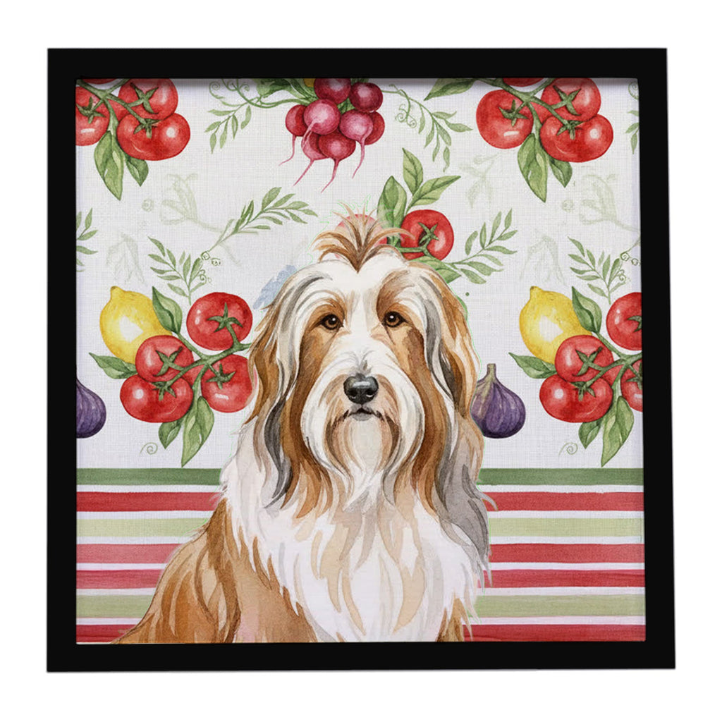 Fawn Bearded Collie Vegetables Framed Metal Print Bathroom, Kitchen, Office, Home Decor Wall Art Ready to Hang, Square, 8X8