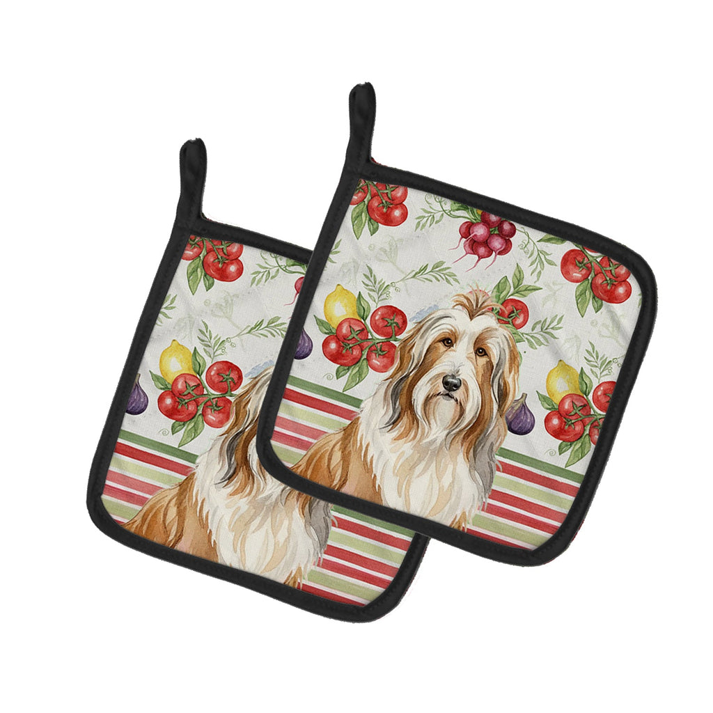 Fawn Bearded Collie Vegetables Pot Holder Set of 2 Heat Resistant Quilted Hot Pads 7.5 x 7.5 Inch, Insulated Kitchen Trivets for Cooking & Baking