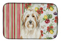 White and Tan Bearded Collie Vegetables Dish Drying Mat Absorbent Dish Drying Mat Pad for Kitchen Counter Dish Drainer Mat for Countertop, 14 x 21", Multicolor