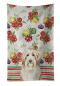 White and Tan Bearded Collie Vegetables Kitchen Towel Velour Plush Front and Cotton Loop Back Machine Washable