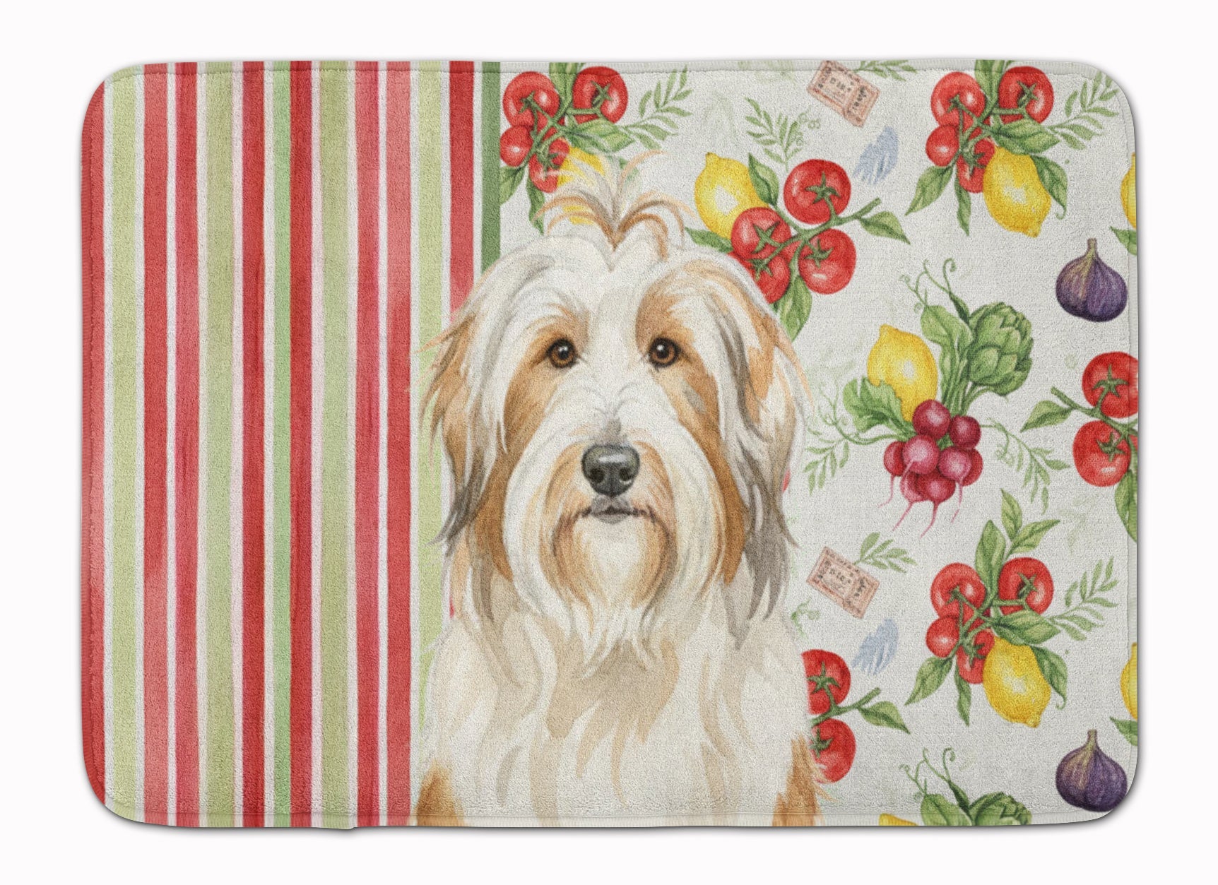 White and Tan Bearded Collie Vegetables Memory Foam Kitchen Mat Machine Washable Anti-Fatigue Cushion Comfort Bath or Kitchen Rug