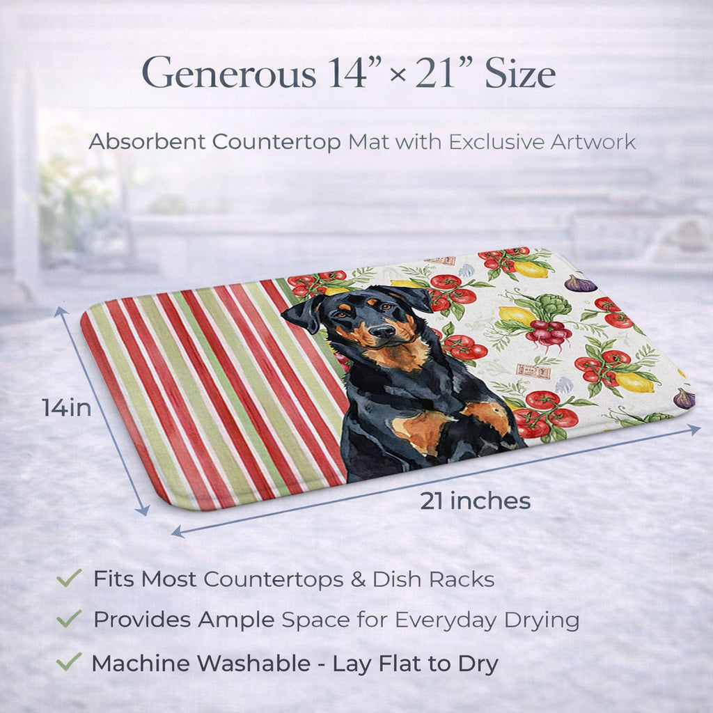 Beauceron Vegetables Dish Drying Mat Absorbent Dish Drying Mat Pad for Kitchen Counter Dish Drainer Mat for Countertop, 14 x 21", Multicolor