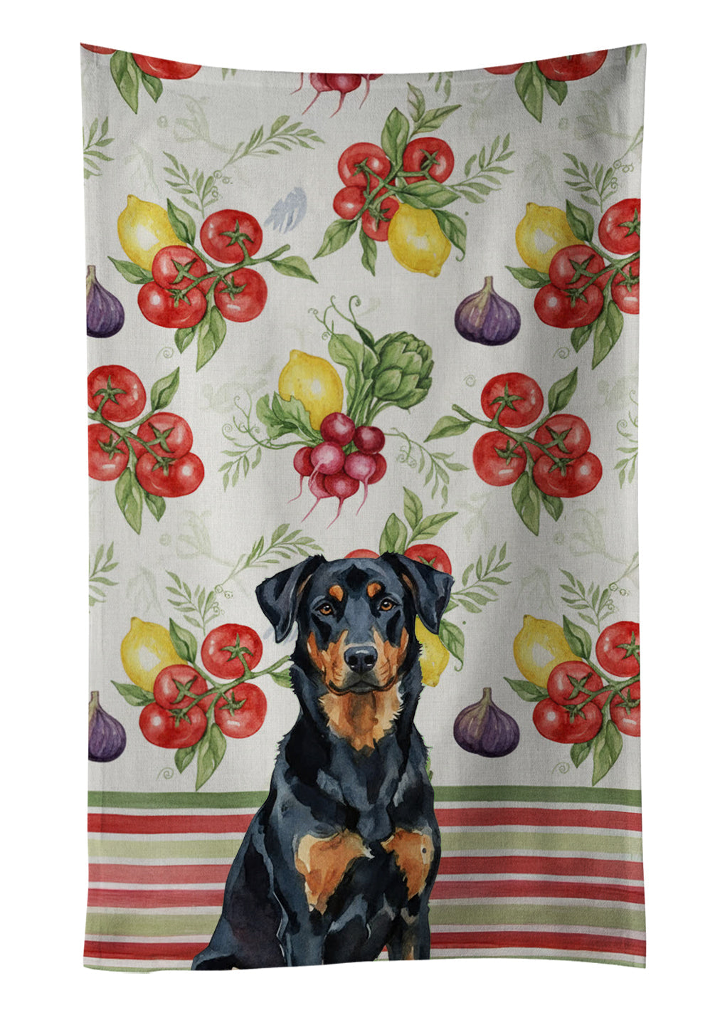 Beauceron Vegetables Kitchen Towel Velour Plush Front and Cotton Loop Back Machine Washable