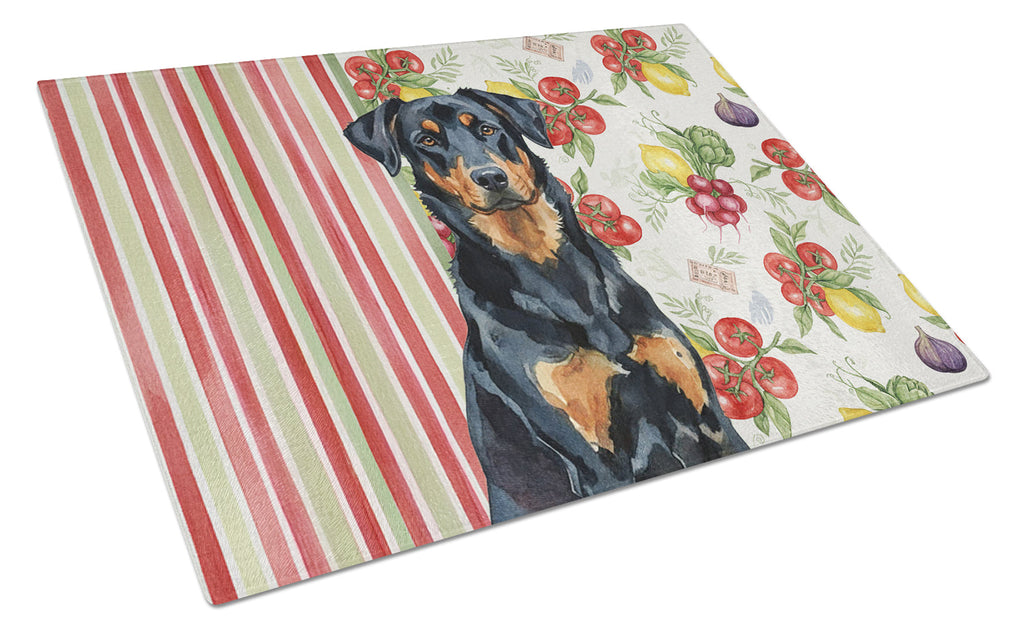 Beauceron Vegetables Cutting Board Tempered Glass Kitchen Cutting Surface, Heat Resistant Chopping, Non-Slip Feet, Food Prep & Serving
