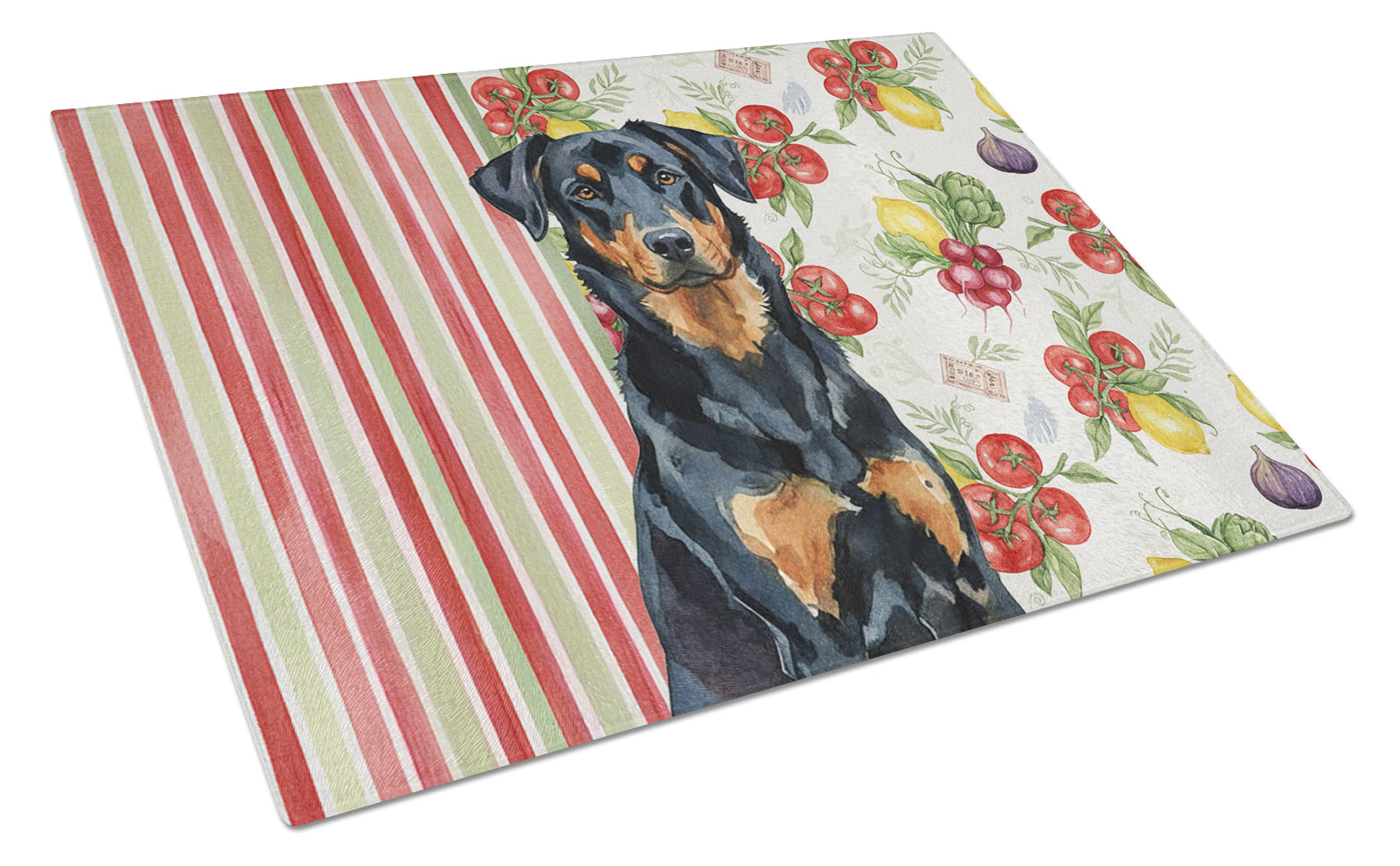 Beauceron Vegetables Cutting Board Tempered Glass Kitchen Cutting Surface, Heat Resistant Chopping, Non-Slip Feet, Food Prep & Serving