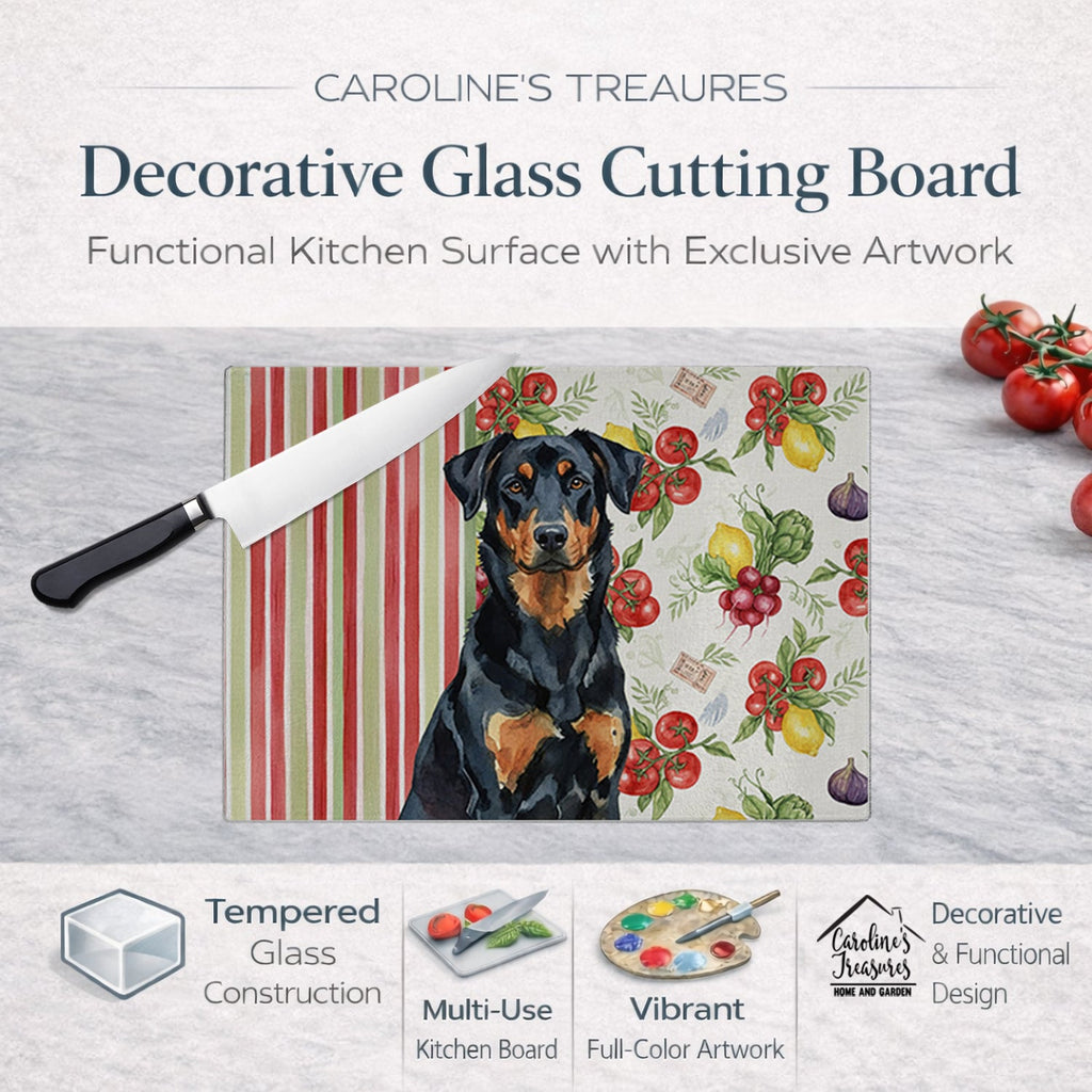 Beauceron Vegetables Cutting Board Tempered Glass Kitchen Cutting Surface, Heat Resistant Chopping, Non-Slip Feet, Food Prep & Serving
