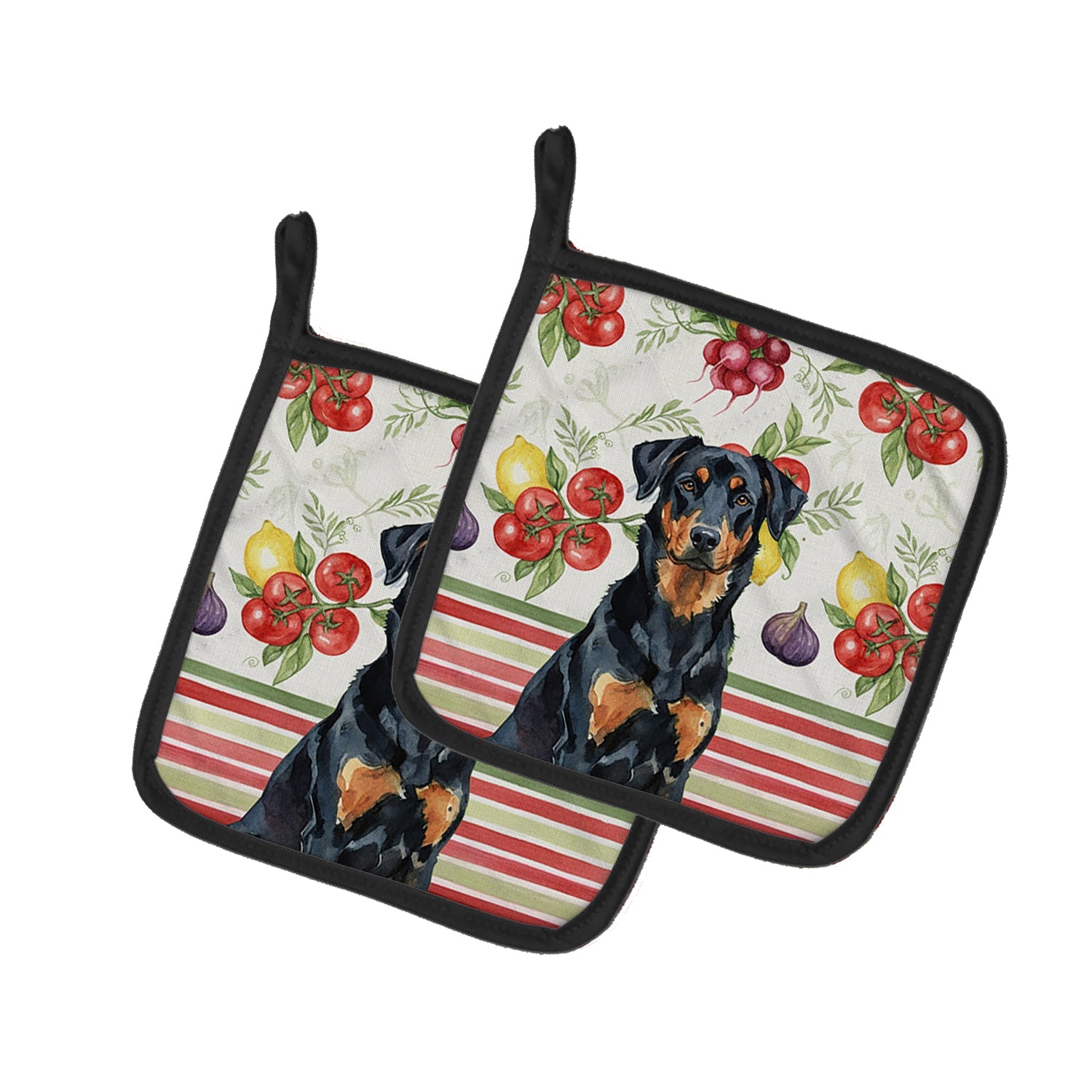 Beauceron Vegetables Pot Holder Set of 2 Heat Resistant Quilted Hot Pads 7.5 x 7.5 Inch, Insulated Kitchen Trivets for Cooking & Baking