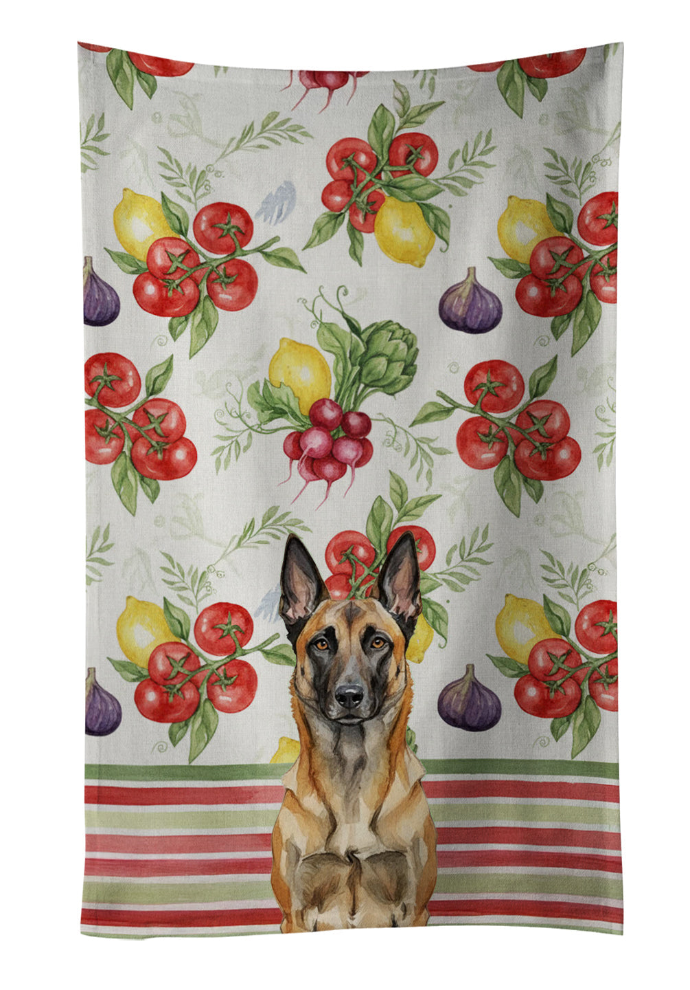 Belgian Malinois Vegetables Kitchen Towel Velour Plush Front and Cotton Loop Back Machine Washable