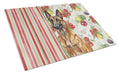 Mahogany Belgian Malinois Vegetables Cutting Board Tempered Glass Kitchen Cutting Surface, Heat Resistant Chopping, Non-Slip Feet, Food Prep & Serving