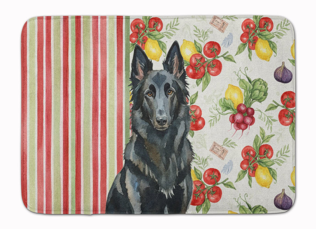 Belgian Sheepdog Groenendael Vegetables Memory Foam Kitchen Mat Machine Washable Anti-Fatigue Cushion Comfort Bath or Kitchen Rug