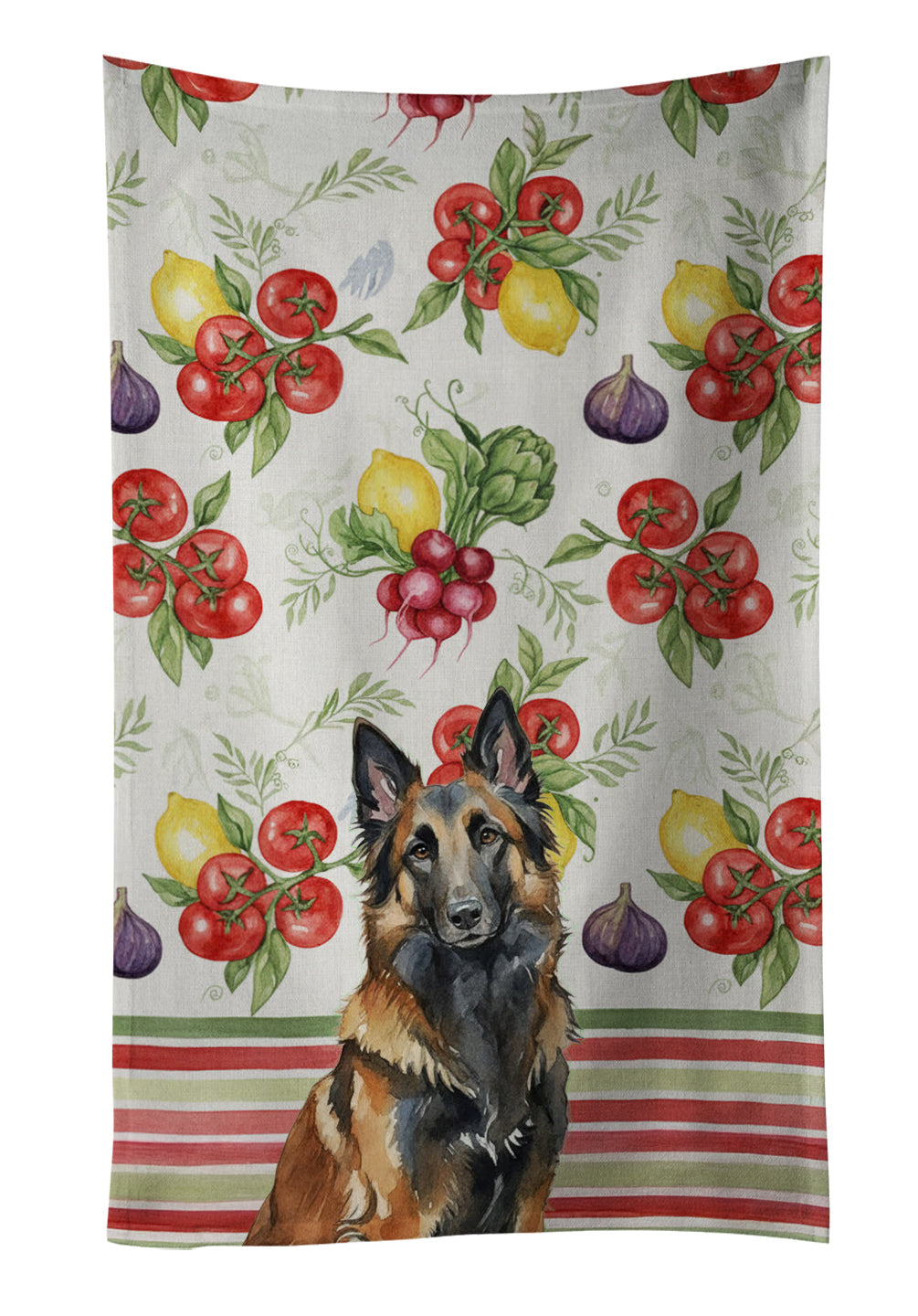 Belgian Tervuren Vegetables Kitchen Towel Velour Plush Front and Cotton Loop Back Machine Washable