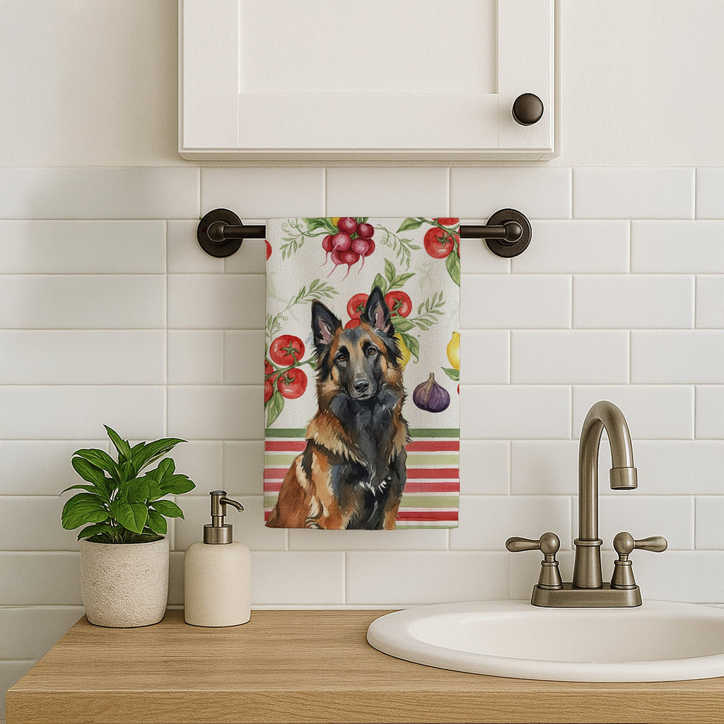 Belgian Tervuren Vegetables Kitchen Towel Velour Plush Front and Cotton Loop Back Machine Washable
