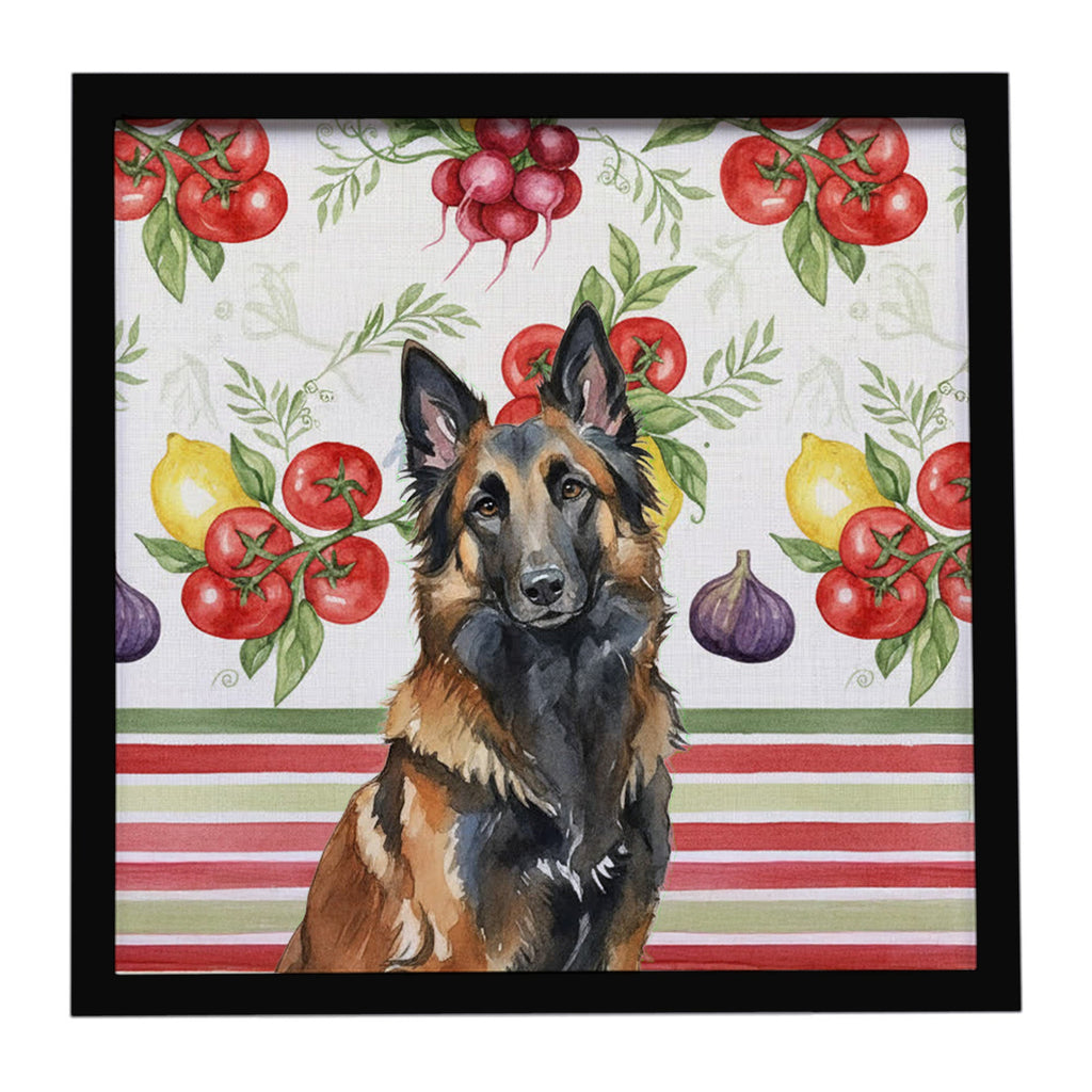 Belgian Tervuren Vegetables Framed Metal Print Bathroom, Kitchen, Office, Home Decor Wall Art Ready to Hang, Square, 8X8