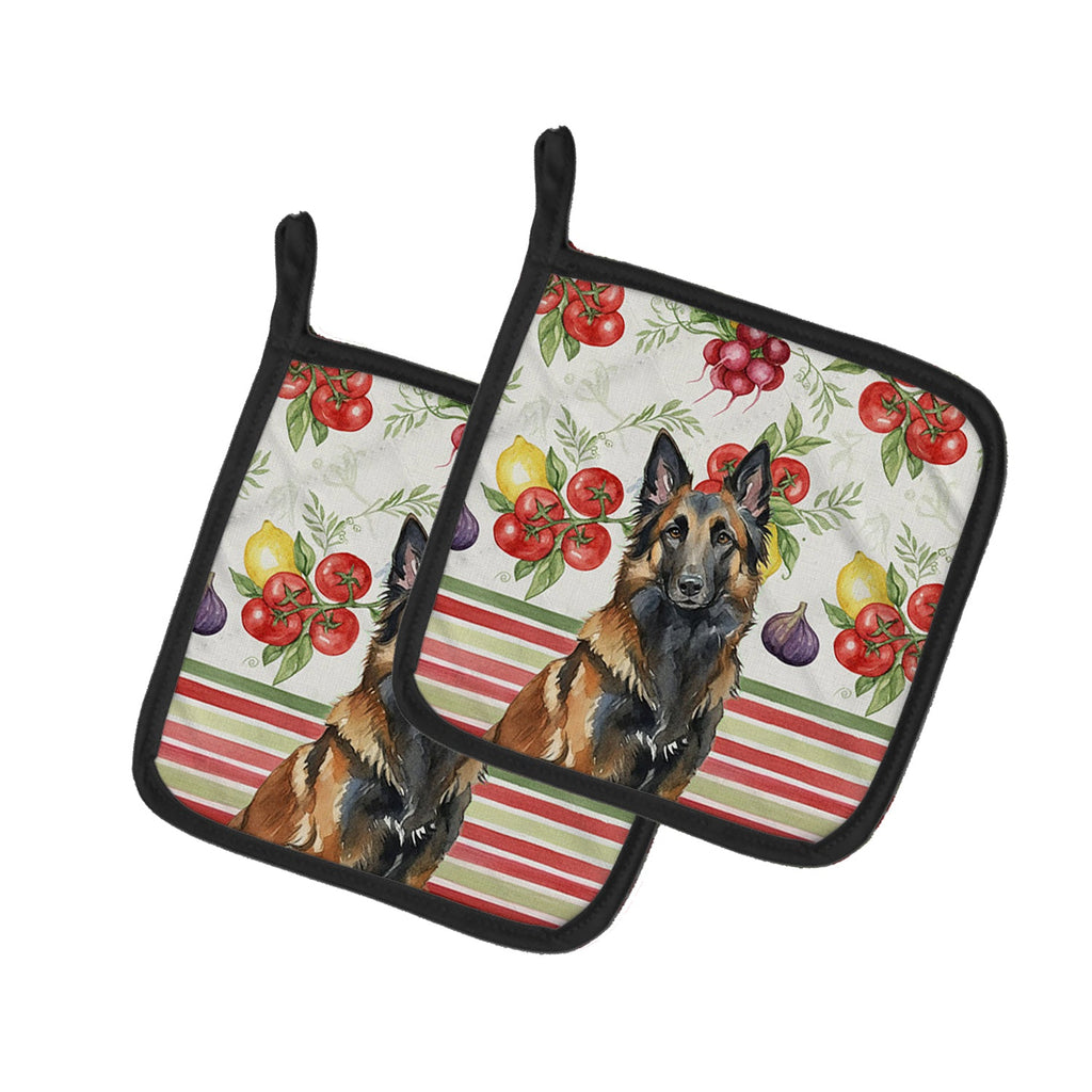 Belgian Tervuren Vegetables Pot Holder Set of 2 Heat Resistant Quilted Hot Pads 7.5 x 7.5 Inch, Insulated Kitchen Trivets for Cooking & Baking