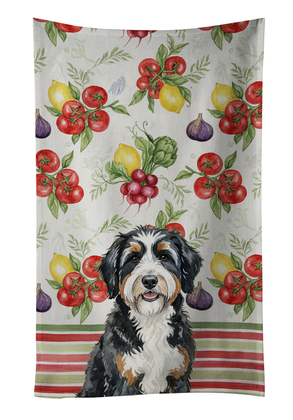 Berndoodle Vegetables Kitchen Towel Velour Plush Front and Cotton Loop Back Machine Washable